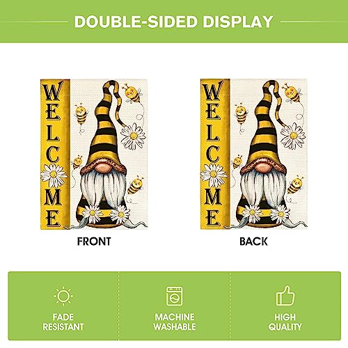 Avoin Colorlife Summer Welcome Bee Gnome Garden Flag Double Sided 12X18 Inch, Holiday Party Yard Outdoor Decoration #TOP5
