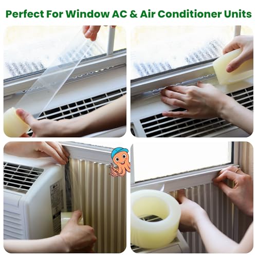 ECOHomes Window Weather Sealing Tape | Winter Weather Stripping Tape to Block Cold Drafts Through Window Gaps and AC Units, Insulation Seal and Draft Blocker for Home (2 Inch by 90 FT, Clear)