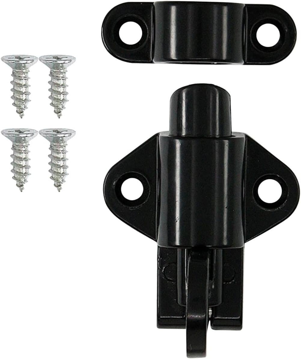 Mkauyycb Black Door Bolt, Door Bolts, 1 Pull-Ring Spring-Loaded Door Latches(Black)