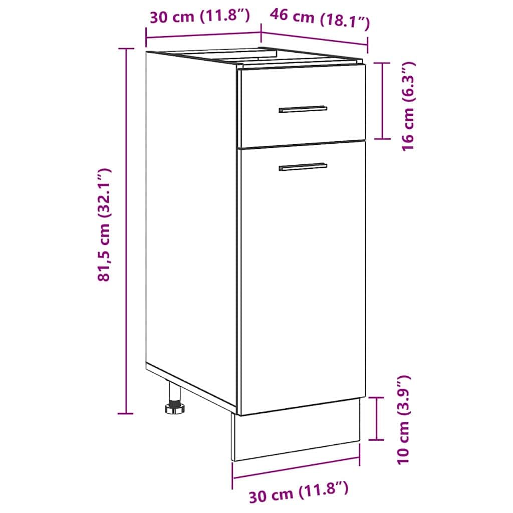 vidaXL Armadio pensile Rovere Nero 30 x 46 x 81,5 cm Legno multistrato, Armadio da cucina moderno, design rettangolare, ampio spazio, materiali resistenti, stile contemporaneo, per l'organizzazione in