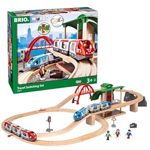 BRIO World 33512 Travel Switching Wooden Train Set 42 Pieces for Kids Ages 3+