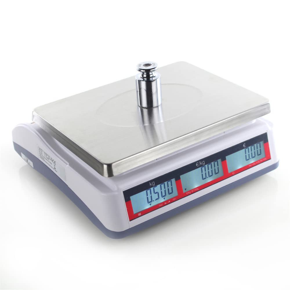 MILLIOT - Balance de commerce poids prix homologuée - livrée avec vignette verte valable 2 ans et carnet de métrologie - portée 6/15 kg et précision 2/5 g - plateau inox 230x300 mm…