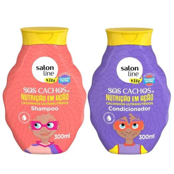 Salon Line - Linha SOS Cachos Kids (Nutricao) - Kit de Champú y Condicionador (2 x 300 Ml) - Colección (SOS Curls Kids (Nutritiva) - Set de Champú y