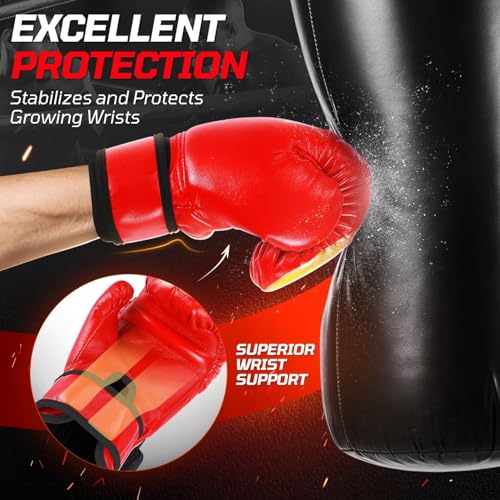 Flexzion Kids Boxing Gloves for 3 to 8 Years, 4 oz Fire Red Youth Boxing Gloves Punching Gloves for Kids Sparring Training Mitts Punching Bag Junior Gloves for Kickboxing, MMA, Muay Thai, Training by Flexzion - Image 6