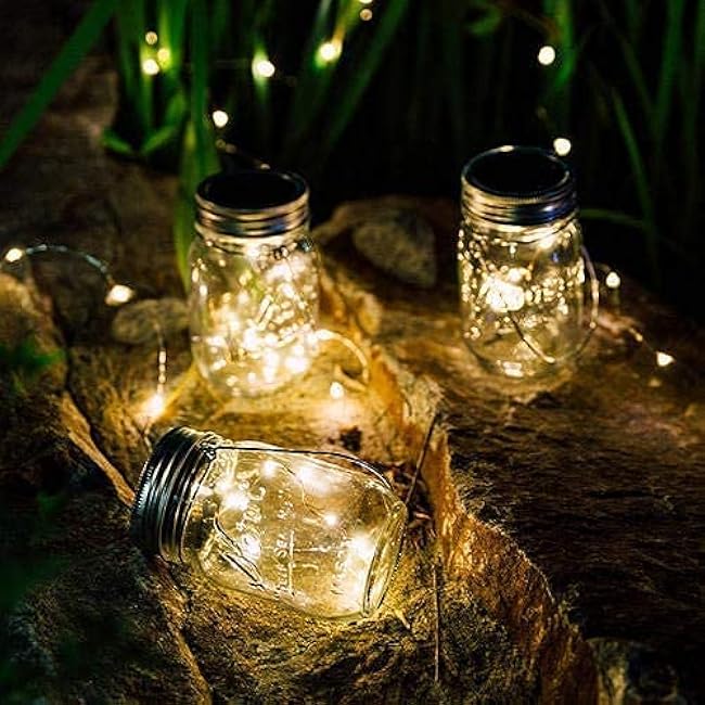 Solar Mason Jar Lights Lids, 10 Pack 30 LED Solar Fairy Lights for Regular Mouth Mason Jars, Outdoor Hanging Mason Jar Lights for Garden Yard Decor, Wedding (Jars Not Included)