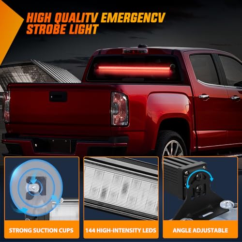 Image of Nilight 144LED Traffic Advisor Strobe Light Bar with Controller Red | Emergency Warning Lights Hazard Interior Front /Rear Windshield Flashing for Cars Plow Trucks Construction Vehicles