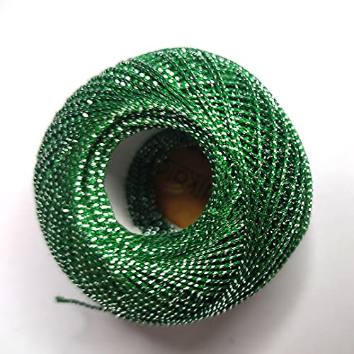 Image of Adikala Metallic Cotton Tatting Shuttle, Crochet Dori Balls for Knitting, Weaving, Embroidery and Craft Making (Set of 4)- 100GMS (Green)