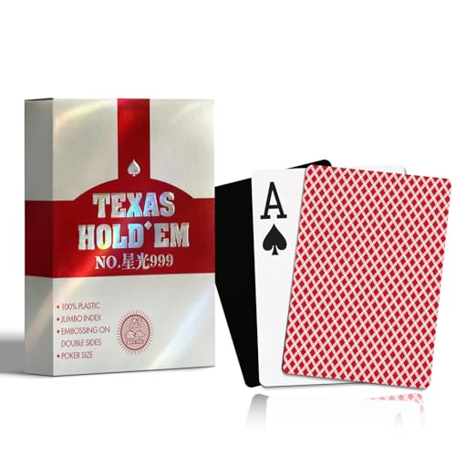 Ben Niu Casino-Quality Waterproof PVC Poker Playing Cards – Premium Texas Hold’em Deck with Jumbo Index, Double-Sided Embossing, Anti-Counterfeit...