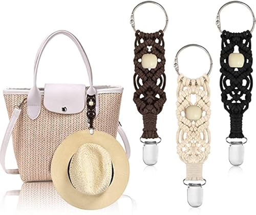 Kireida® 3 clips de algodón para sombreros de viaje, clip de sombrero de viaje para bolso, clip de sombrero de viaje para mujer, mochila, equipaje, moda al aire libre, organizador de equipaje,