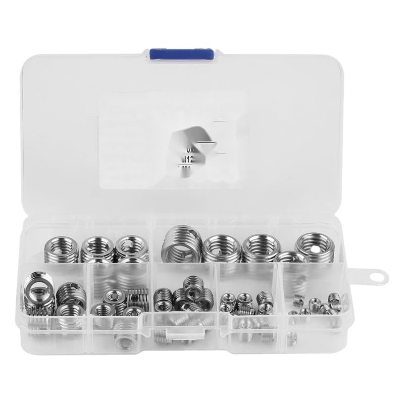 58Pcs/Set Self Tapping Thread Inserts Thread Repair Insert Screw Repair Tools Assortment Kit Fastener Hardware Stainless Steel