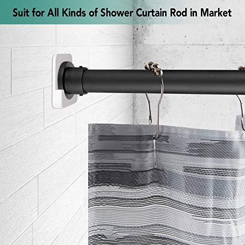 Canray Adhesive Shower Curtain Rod Tension Holder | Shower Rod Mount Retainer For Wall | No Drilling | Stick On | 2 Pack, White (Shower Curtain Rod Not Included) #TOP3