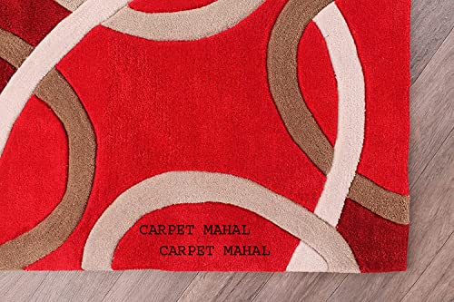 Image of Carpet Mahal Export Quality Handmade Tuffted Pure Woollen Carpet for Living Room Bedroom Size 6 x 9 feet (180X270 Cm) Color-Multi