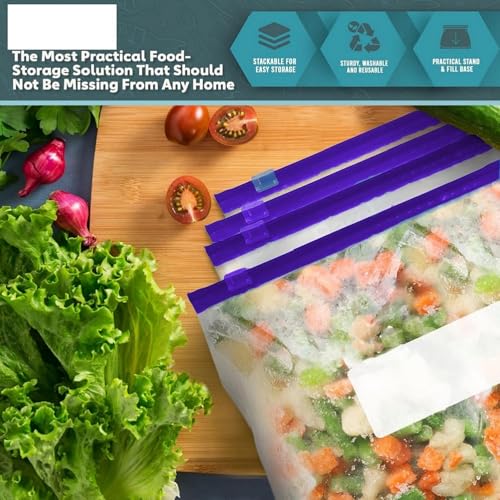 Image of 25 Pcs ZipLock Bags BPA-free Zipper Lock Pouches For Food Storage & Travel Packing | Leak-proof, Freezer Safe, Expandable Bottom, Puncture-resistant | Air-tight Bags For Fridge (Purple)(T-39)