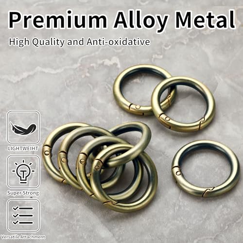 Image of Gkeygo Key Ring Clip, 1 Inch Keychain Rings, 8 Pack Round Carabiner Clip for Keys, Buckle, Bags, Purses - Key Chain Hooks Replacement Keychains Lanyard DIY Crafts, Bronze