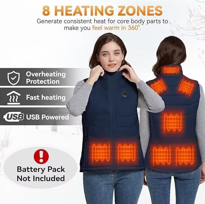 Image of KOVNLO Heated Vest Women, Electric Warming Heated Jackets, (Battery Pack Not Included) Smart Controller With Lights-out