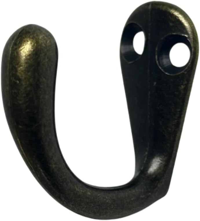 QCAA Premium Quality Single Prong Robe Hook Hanger, Zinc Die Cast, Matte Nickel, Made in Taiwan, 50 Pack