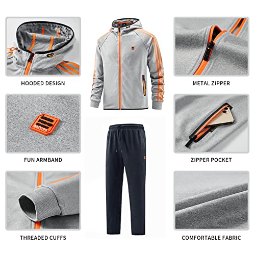 Anotwener Track Jogging Suits For Men Set Running Sweatsuits Casual Tracksuits Jacket Hoodies And Jogger Pants 2 Piece Sport Outfits Grey 142-S #TOP2