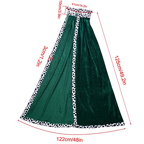 jerbro King's Robe Queen Coat Velvet Coat Costume + Crown King Queen for Women Men Halloween Adults Theme Party Theatre Fancy Dress Cosplay Carnival Fancy Dress Accessories (Green - Image 2