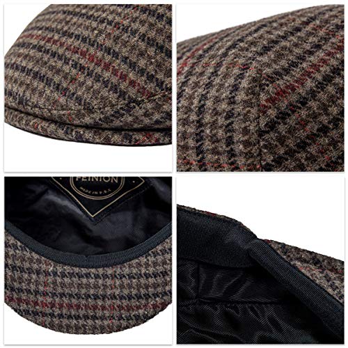 Image of FEINION Men's Wool Tweed Newsboy Ivy Cap Gatsby Golf Flat Hat