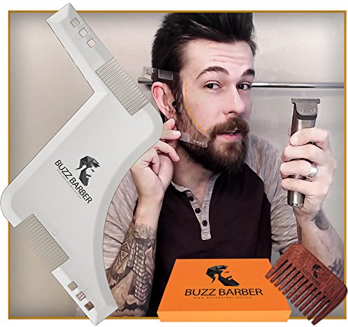 BuzzBarber Transparent Beard Comb & Shaping Tool Template Kit for Trim or Shave by BuzzBarber