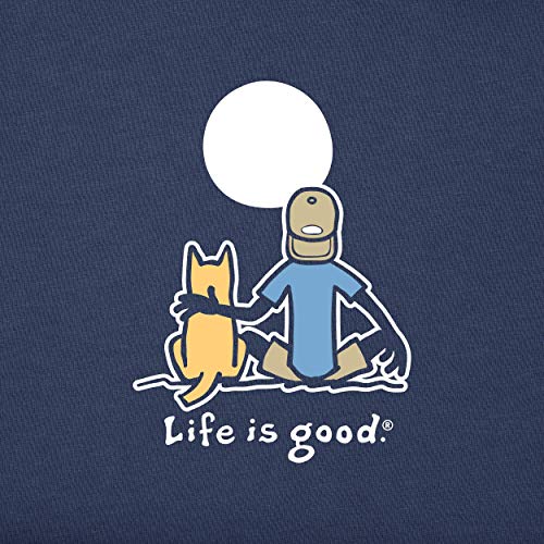 Life Is Good Standard Jake And Rocket Moon Cotton Tee, Crewneck, Short Sleeve Graphic T-Shir, Darkest Blue, Large #TOP4