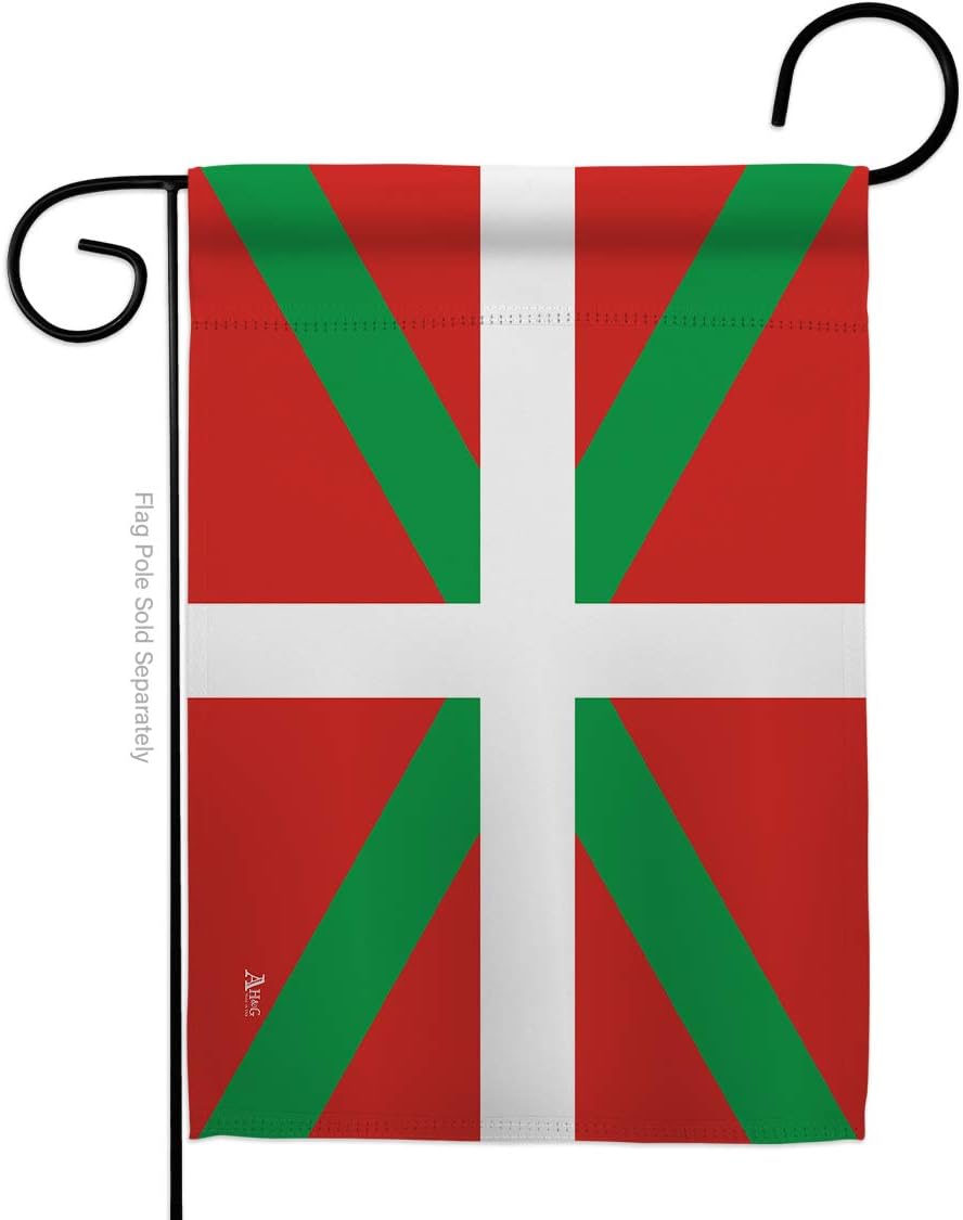 Basque Country Garden Flag Set Wall Holder Regional Nationality Nation International World Particular Area Small Decorative Gift Yard House Banner Made In USA 13 X 18.5