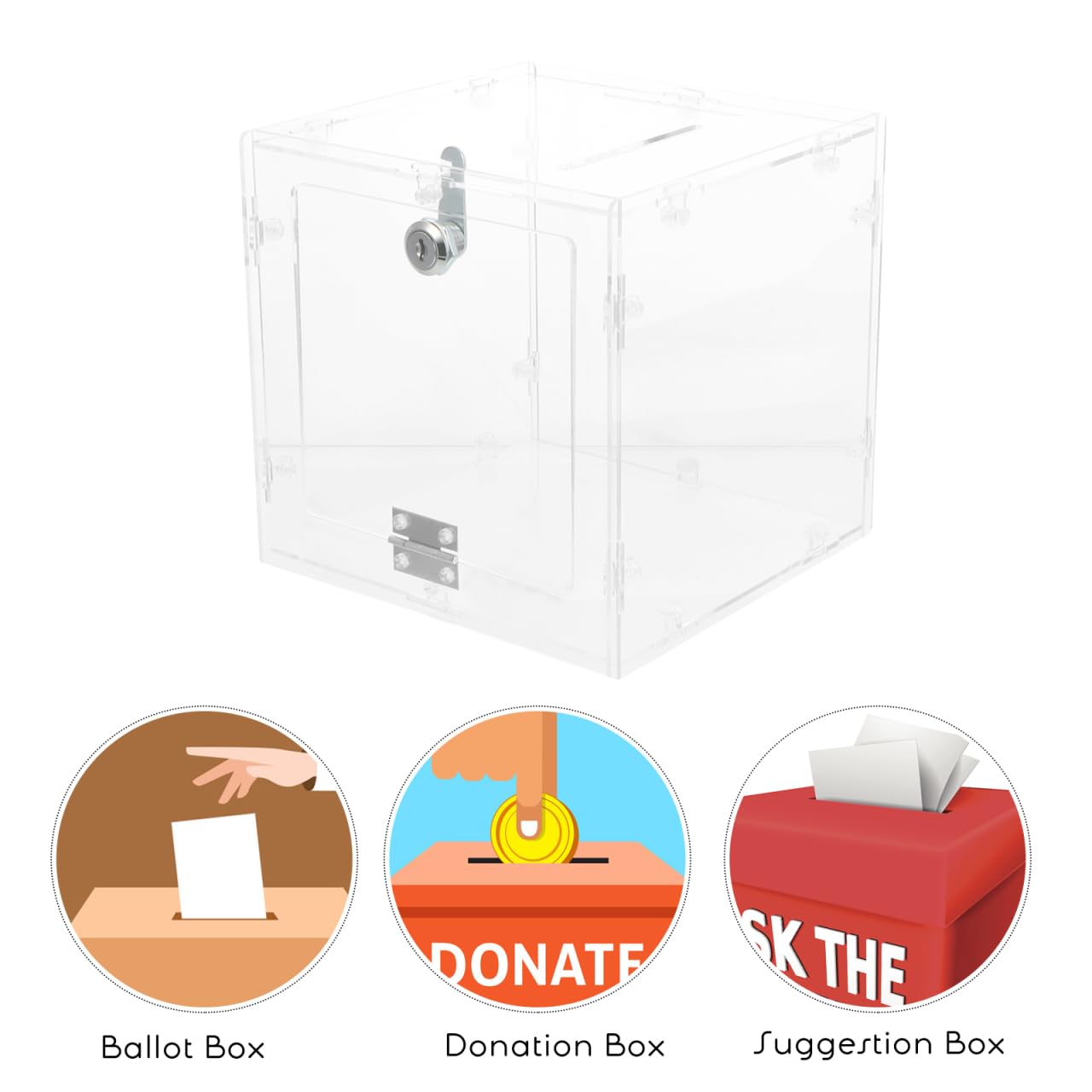 Sewroro Acrylic Ballot Box Holder Storage Box for Suggestions for Donation Use in Community Centers - Image 3