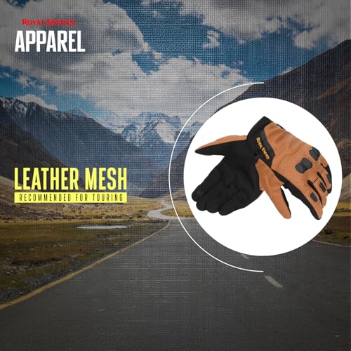 Image of Royal Enfield PHOENIX GLOVES | Leather & Microsuede Hybrid | TPR Knuckle Protection | Perforated Ventilation | Touchscreen Ready | Reinforced Palm Grip | Neoprene Anti-Chafing Cuff BLACK S