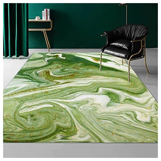 Modern Ombre Moss Green Gold Line Area Rug for Living Room Contemporay Aethetic Striped Dining Room Bedroom Carpet Vintage Geometric School Classroom Floorcover Small Rug for Foyer Porch 3x5