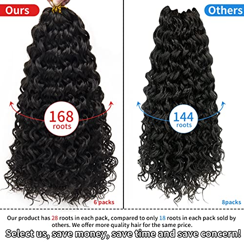 Gogo Curl Crochet Hair For Black Women Water Wave Human Hair Deep Wave Beach Synthetic Hair Extensions (18 Inch(Pack Of 6), 1B Natural Black) #TOP4