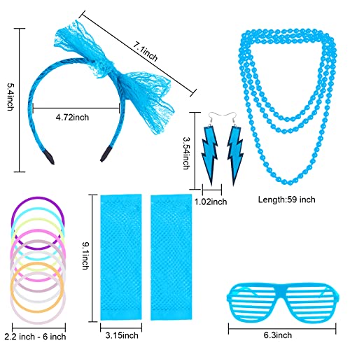 Onupgo 80S Costume For Women, 80S Accessories Fancy Dress Neon Headband Earrings Fishnet Gloves Necklace For 80S Retro Party #TOP1