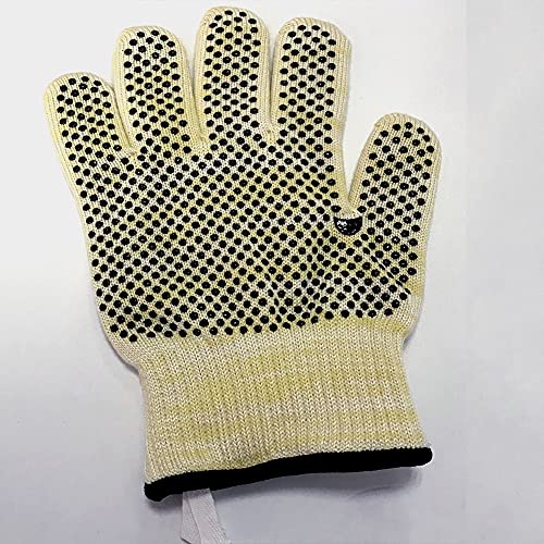 zhangmeiren Gants À Haute Température De 350 Degrés, Perle À Point Antidérapant Double Face Anti-échappement, Utilisé pour La Cuisson Au Four (Color : Beige-A, Size : M-27 * 12cm)