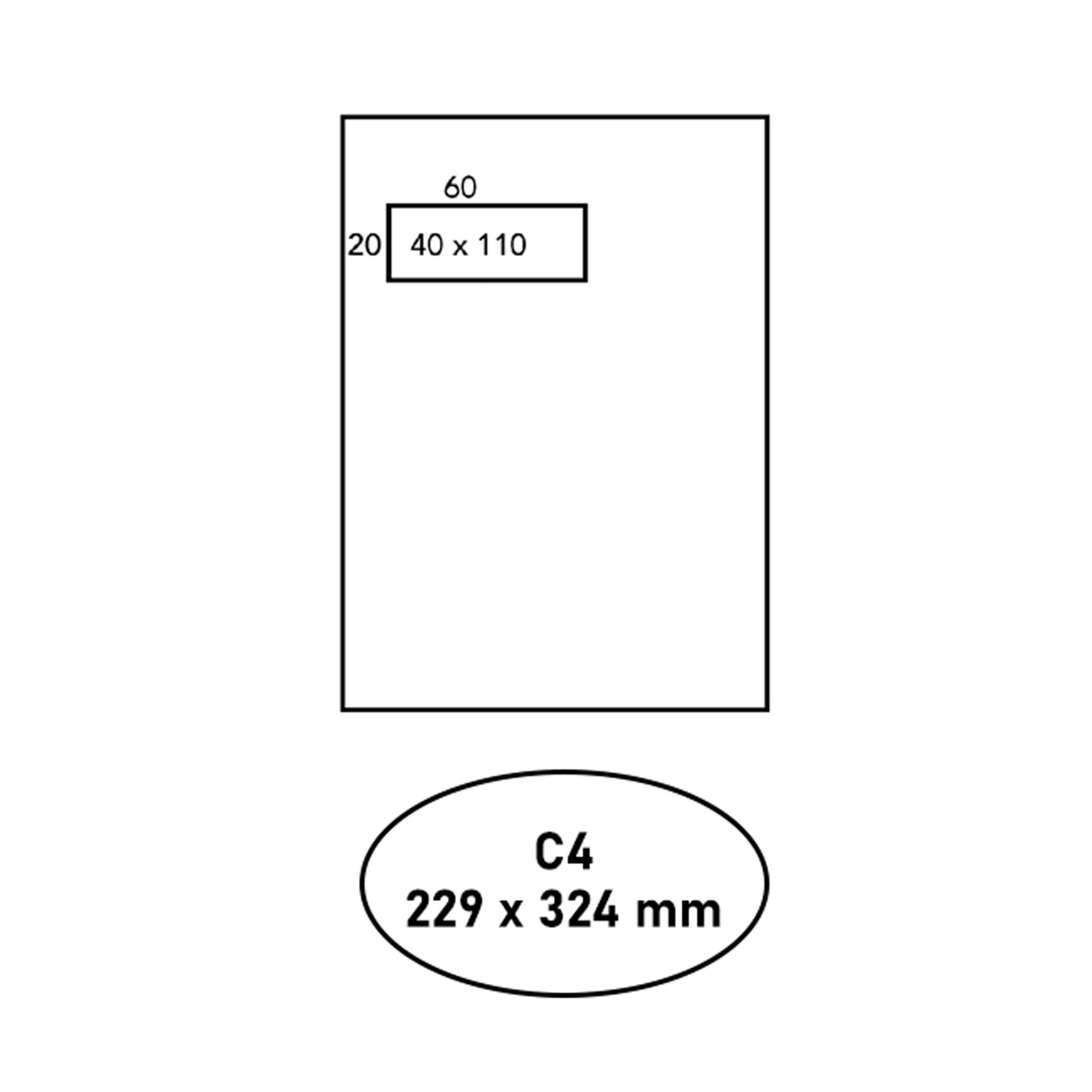 DULA C4 Umschläge A4 weiß, Venster links, 229 x 324 mm, 500 Stück, Selbstklebend mit Klebestreifen, 120 g/m²