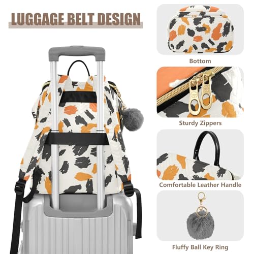 KLL Black Oringe Animal Print Women Backpack Premium Casual Daily Travel Backpack for Daily Workout Trip4
