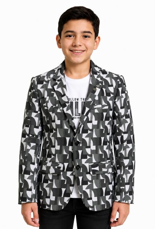 Image of CAVIO Boys Printed Blazer and T-Shirt