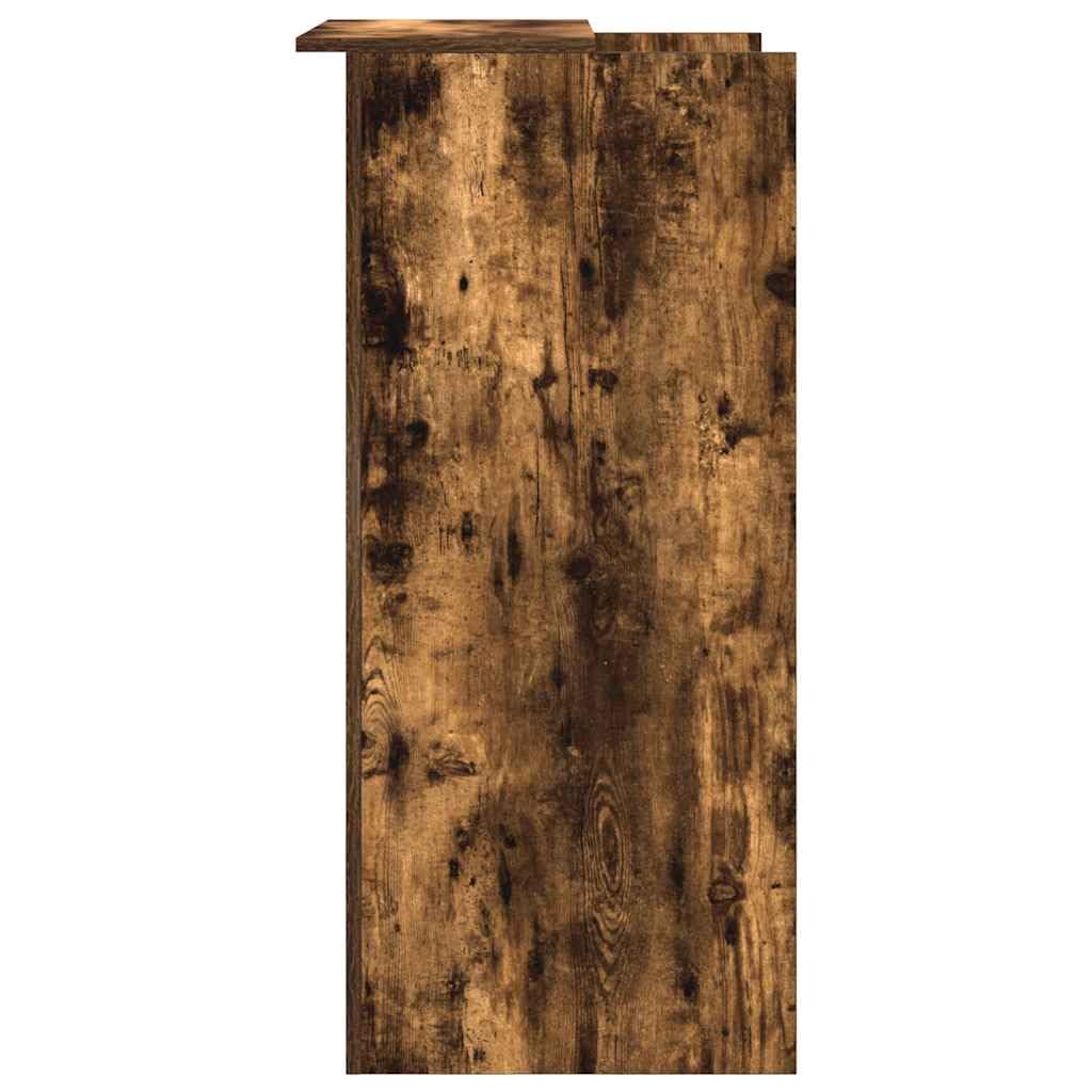 Banco reception in legno multistrato rovere fumo 55x50x103,5 cm con ripiano integrato e cassetto, mobile ufficio versatile per studio, postazione lavoro, smartworking, sala attesa