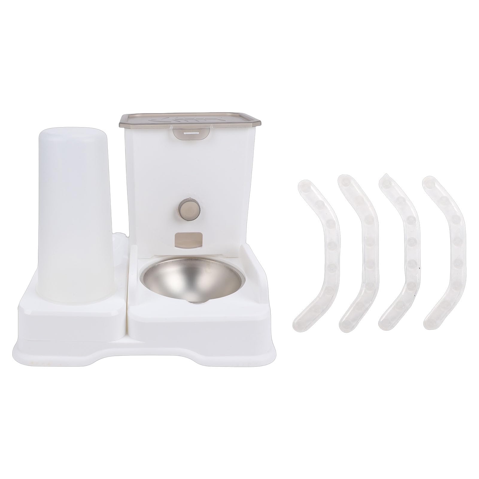 Tnfeeon Distributore di Acqua per Mangiatoia Materiali Sicuri per Piccoli Animali Domestici Mangiatoia per Gatti per Alimenti Secchi per Gatti da Interno, 11,81x11,91x2,17 Pollici (WHITE)