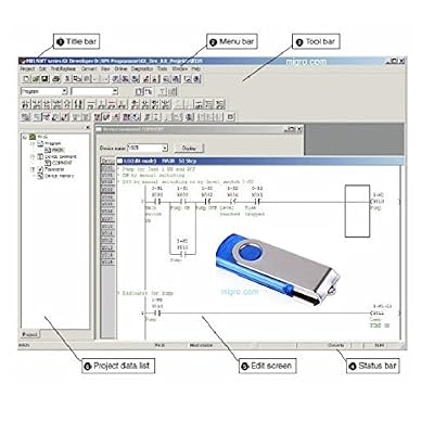Programming Software GX DEV FX 8.25 1000 Steps, Ladder Logic, Bonus: Training Course Lessons Included, USB