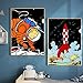 Les Aventures de Tintin Espace Mars Randonnée Tibet Bandes Dessinées Toile Peinture Vintage Kraft Affiche Enduit Wall Sticker Décor À La Maison Cadeau 40X60 cm x 2 Non Encadré