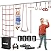 Ninja Warrior Obstacle Course for Kids - Ninja Slackline Kit with Monkey Bars Outdoors, Rope Knots, Gym Rings, Leaf Swing, Pulley and More - Jungle Gym Outdoor Play Equipment for Backyard