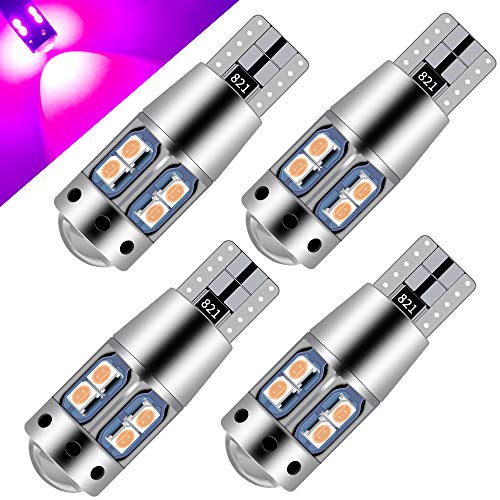 Teguangmei 4Pcs T10 W5W Bombilla CANBUS LED Sin Errores, Rosado 194 168 3030-10SMD Bombilla T10 en Forma de Cuña Para Salpicadero Interior de Coche/Luz Lateral/Luz de Matrícula-12V Cover