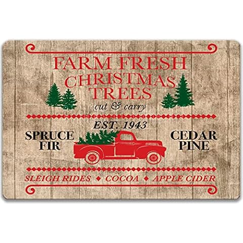 Letreros de metal para árbol de Navidad de granja frescos Cover