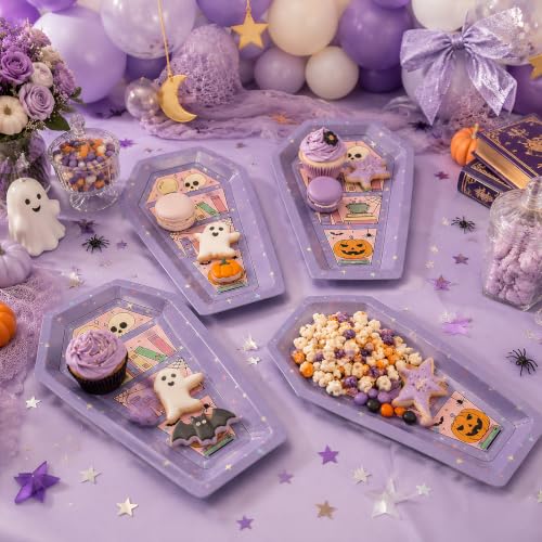 24PCS Halloween Paper Plates,Coffin Halloween Disposable Party Plates Decor - image 9