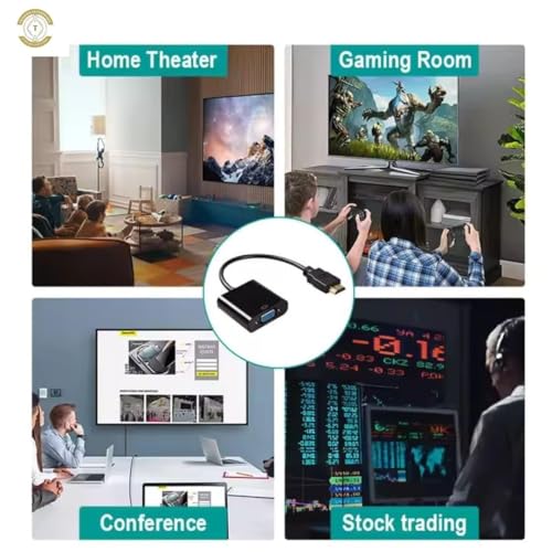 Image of HDMI to VGA Adapter with Full HD 1080p HDTV Desktop, Laptop, PC, Monitor, Projector, HDTV (HIGH QULITY HDMI to VGA)