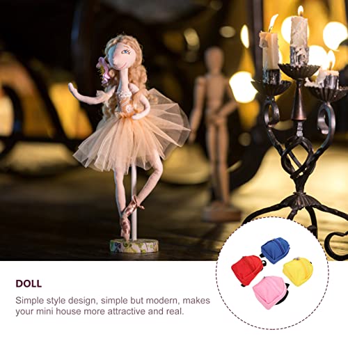 Milisten Mini Doll Backpack Set 4Pcs Small Zippered Miniature Schoolbag Accessories for Dolls Micro Scene Decoration Portable Toy Bags 3.15X2.76X1.38 Inch - Image 3