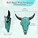BestGiftEver Rustic Wall Sculpture of Turquoise Tooled Floral Pattern Carved Tribal Bull Head Skull - Faux Taxidermy Decorative Carvings - Western Native American Hanging Wall Art Decor