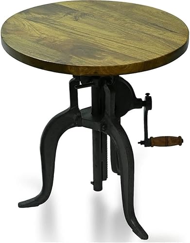 Regan - Mesa decorativa con manivela ajustable en roble de cosecha/industrial