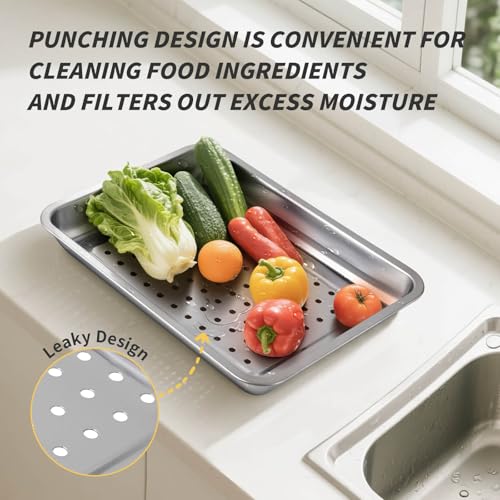QIZHENXX Grilling Prep and Serve Trays, Stainless Steel Large Capacity Food Prep Tray, Grill Carry System, Marinade Container with Lid and Cutting Board, BBQ Grill Accessories, Grilling Gifts for Men