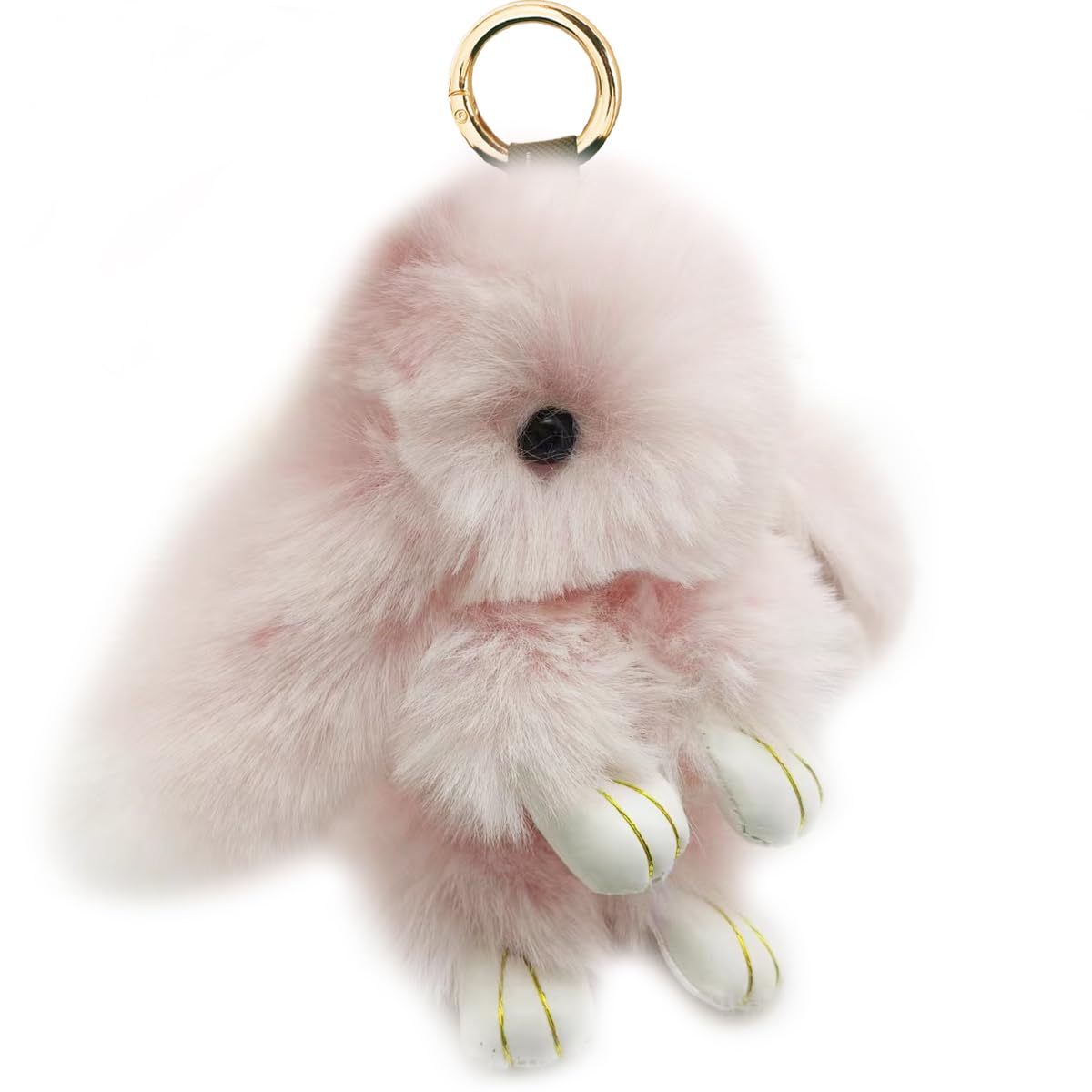 Bunny Keychain Soft Fluffy Rabbit Keychain 7in Handmade Cute Colorful Rabbit Fur Pom Pom Key Rings for Women