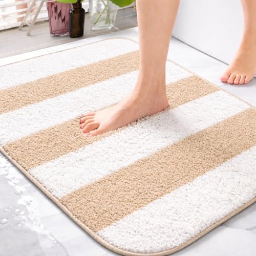 Image of Microfiber Soft Anti Slip Water Absorbent Door Mat | Bath Mat with Rubber Bottom | Soft & Super Absorbent Mats for Shower | Quick-Drying Mats for Kitchen Bathroom (Beige, 38X57 CM)